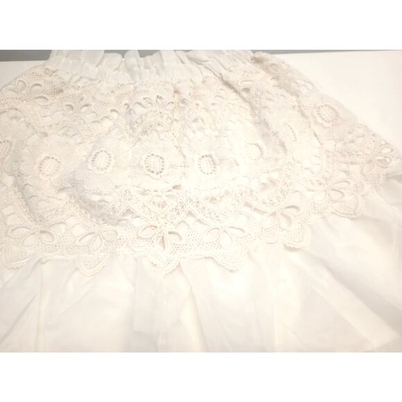Vintage Hostess Apron Overskirt Fancy White double layer embroidery lace overlay - Picture 9 of 12